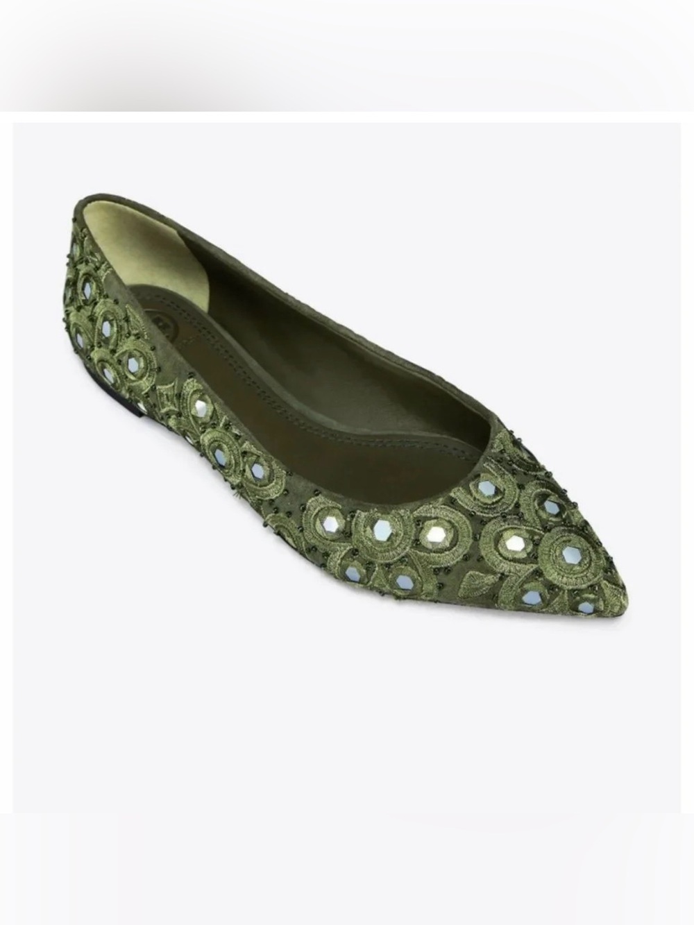 TORY BURCH NWOT Yasmin Ballet Pointed Toe Flats in Olivo Multi